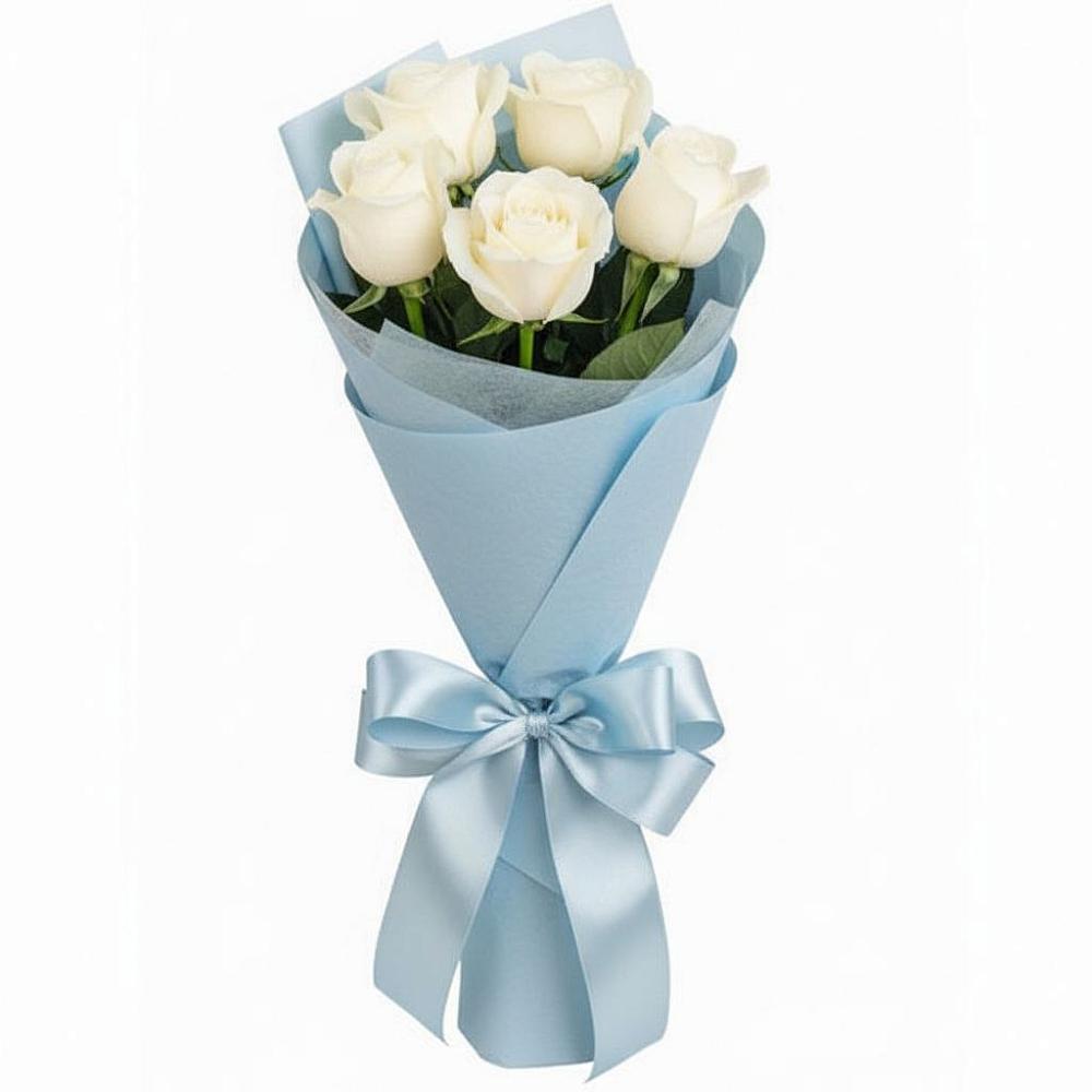Букет 5 Белых роз Проуд в Воротынец