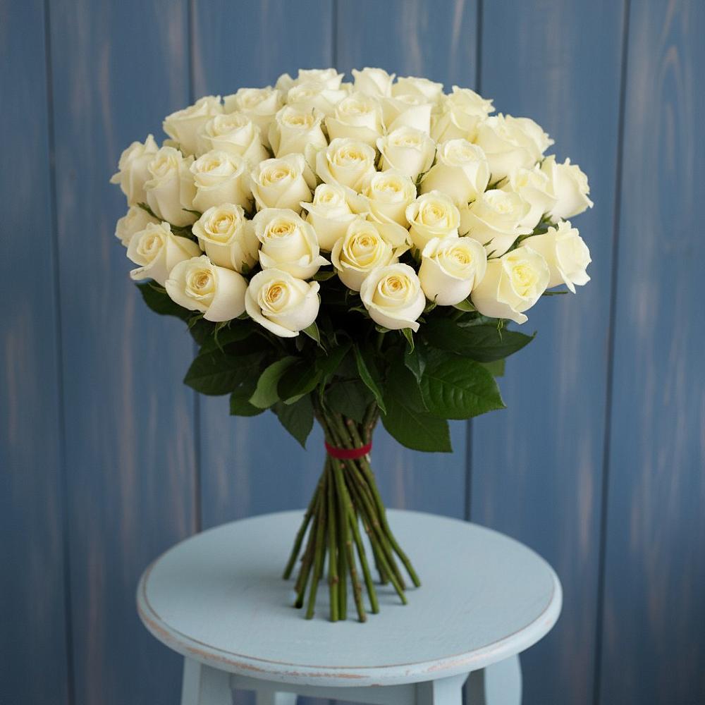 Букет 51 Белая роза Эдлесс Лав в Воротынец
