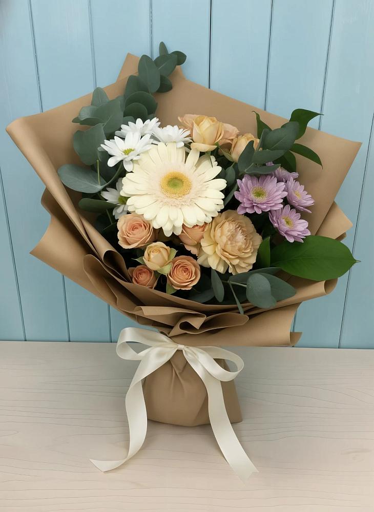 Букет цветов из: Герберы и Хризантемы в Воротынец