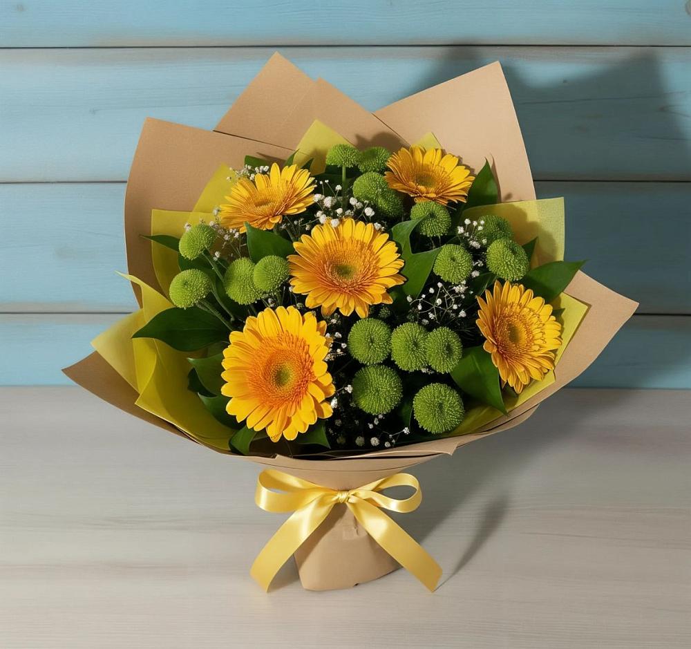 Букет цветов из: Герберы и Хризантемы в Воротынец