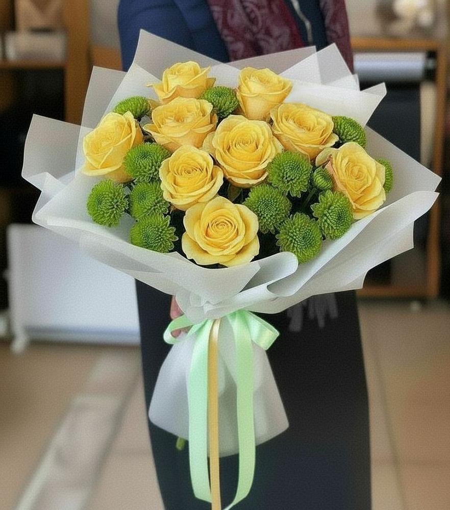 Букет цветов из: Хризантемы и Розы в Воротынец