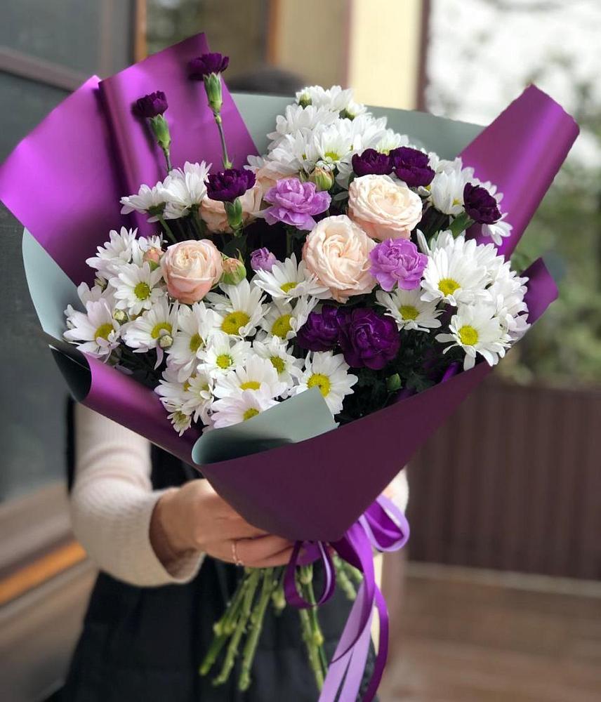 Букет цветов из: Хризантемы, Гвоздики и Розы в Воротынец