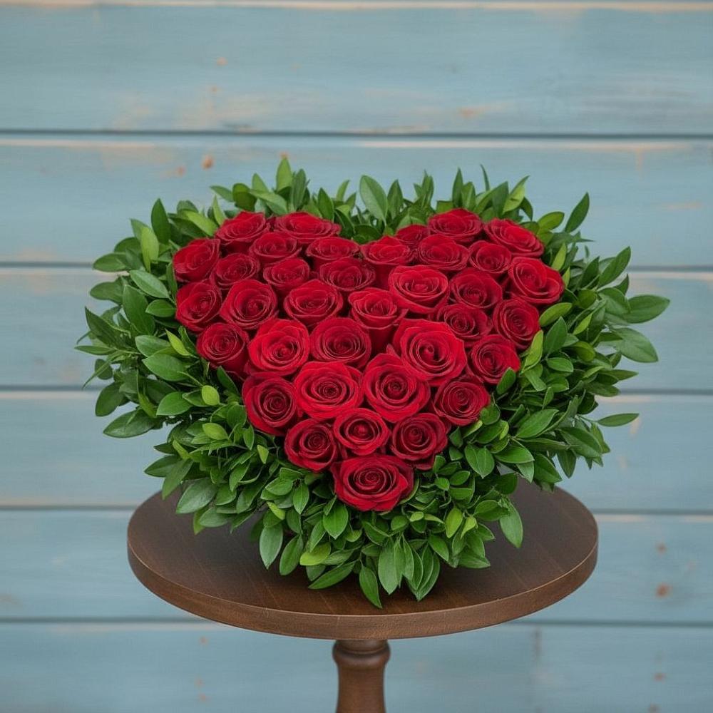 Цветочная композиция из Розы в виде сердца в Воротынец