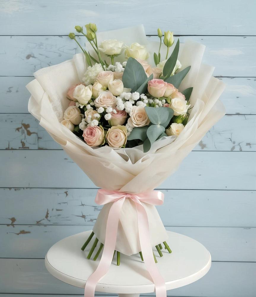 Букет цветов из: Розы и Лизиантусы в Воротынец