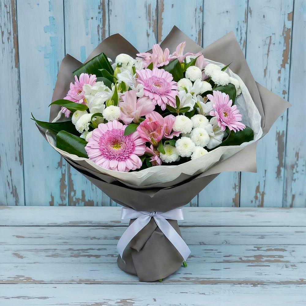 Букет цветов из: Герберы, Альстромерии и Хризантемы в Воротынец